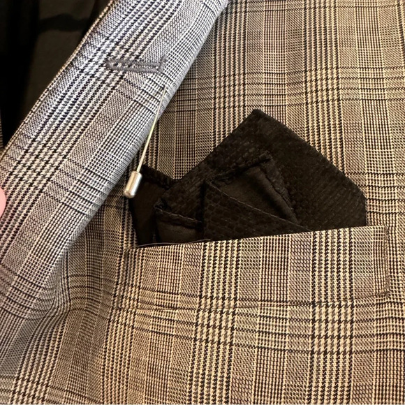 Zara Men's Plaid Blazer Notched Lapel Two Button Front Flap Pocket Lined 38 Grey - Picture 5 of 14
